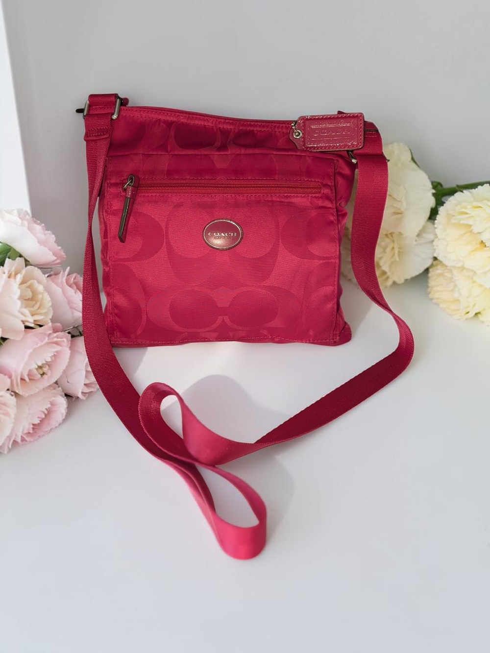 Coach Getaway Fuschia Nylon Crossbody Bag F77408